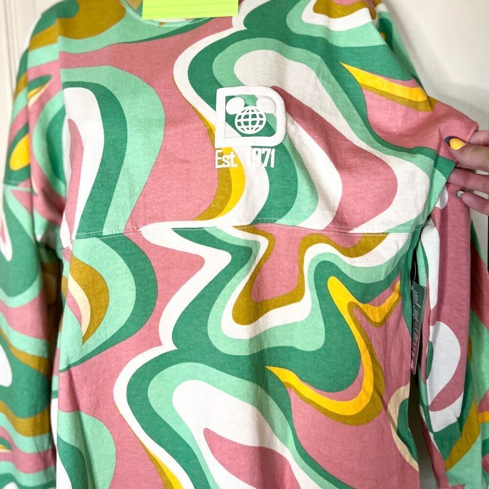 NEW WDW SWIRL Spirit Jersey & Ears Set Adult Walt Disney World XS AOP 4 Spring - Picture 4 of 15